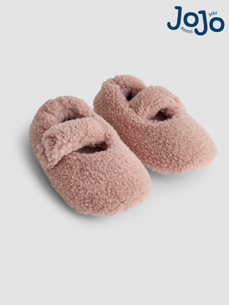 JoJo Maman Bébé Pink Borg Ballet Pump Slippers (F67087) | AED102