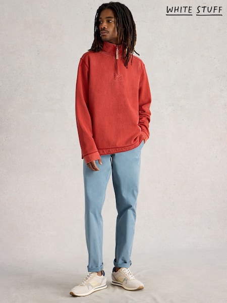 White Stuff Red 100% Cotton Pique Half Zip Sweatshirt (F67093) | R$ 590