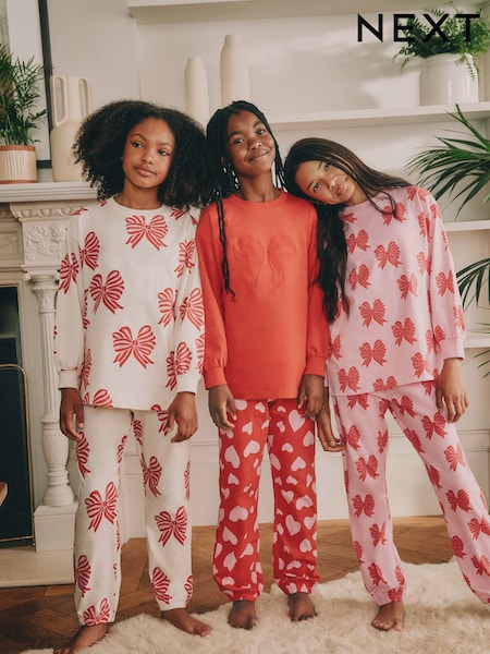 Red Bows/Hearts Joggers Pyjamas 3 Pack (3-16yrs) (F67198) | €36 - €47