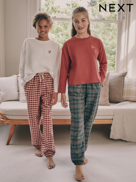 Red/Green Check Woven Bottom Pyjamas 2 Pack (F67204) | 139 QAR - 173 QAR
