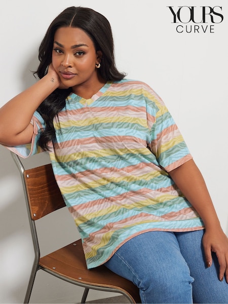Yours Curve Orange Striped T-Shirt (F67209) | €31