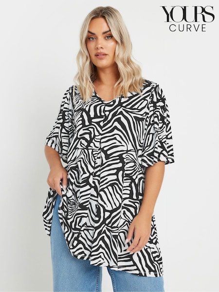 Yours Curve Zebra Print Pleat Front T-Shirt (F67229) | €43