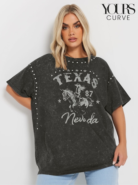 Yours Curve Placement Relaxed 100% Cotton T-Shirt (F67240) | €35
