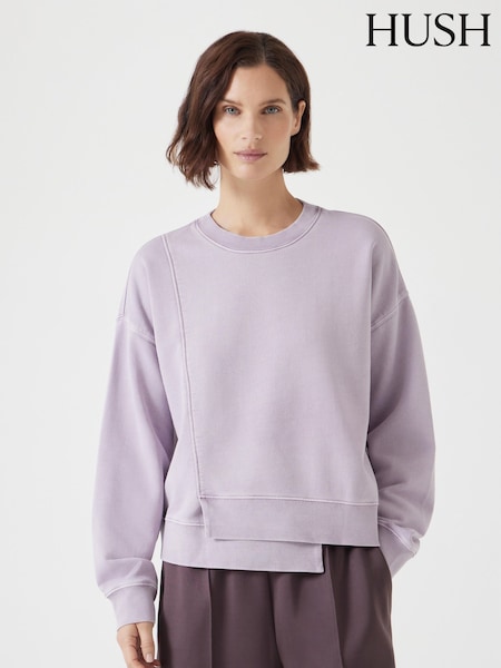 Hush Purple Asymmetric Layered Washed 100% Cotton Sweatshirt (F67271) | €92