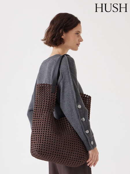 Ruskea - Hush Satiini Weave Ostoskassi Laukku (F67289) | €221