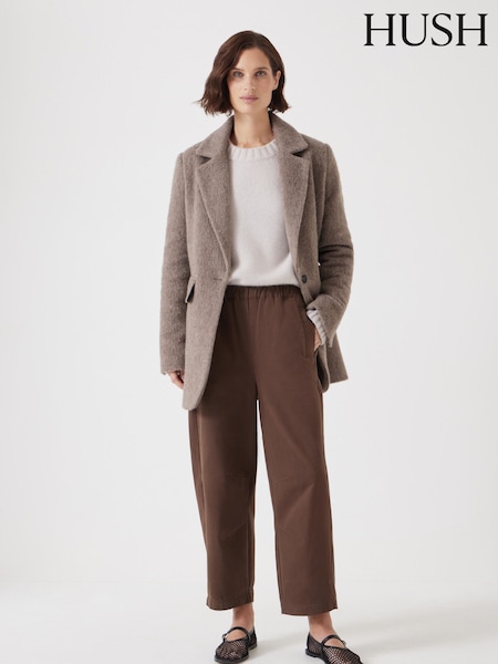 Hush Brown Jack Barrel Leg Pull On Trousers (F67297) | €146