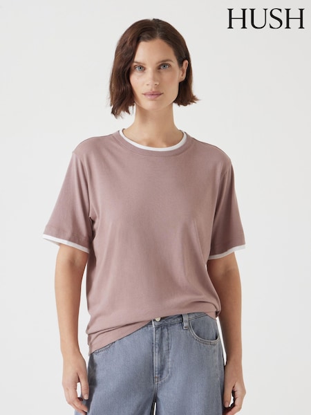 Vaaleanpunainen - Hush Contrast Layer T-paita (F67305) | €55