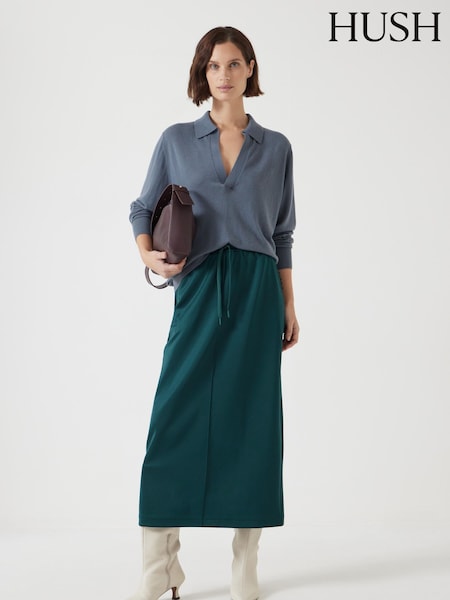 Hush Green Harrison Pintuck Jersey Skirt (F67313) | ₪402