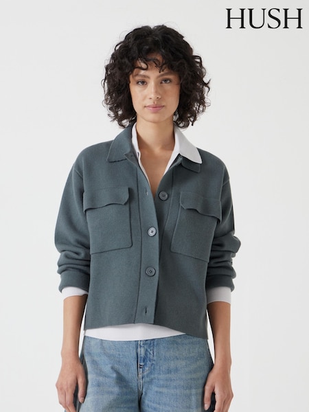 Hush Green Knitted Button Through Shirt Jacket (F67314) | €157