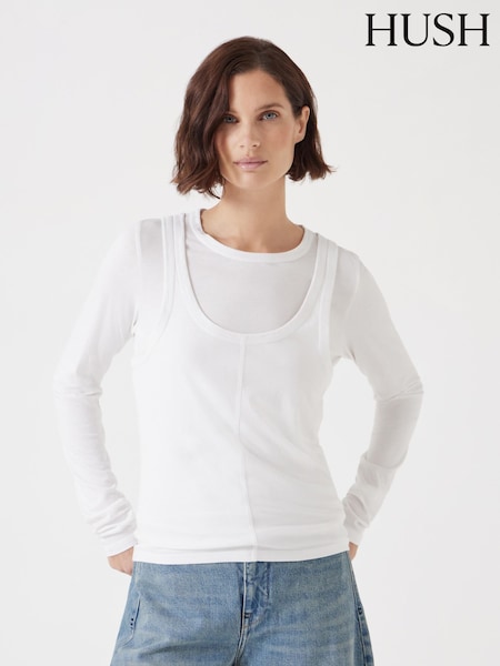 Hush White Double Layer Long Sleeve Top (F67325) | €63