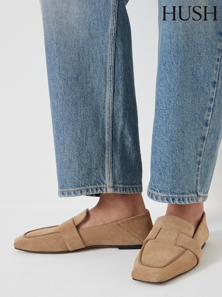 טבעי - Hush Square Toe Leather Loafers (F67334) | ‏553‏₪