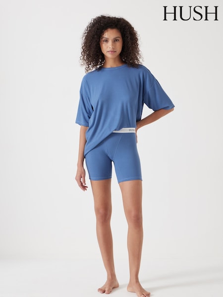 Hush Blue Ribbed Viscose Boxer Short Pyjamas Set (F67335) | R$ 545