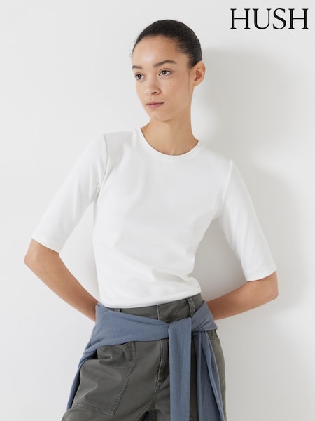 Weiß - Hush Slim Fit Ribbed T-Shirt (F67345) | 61 €