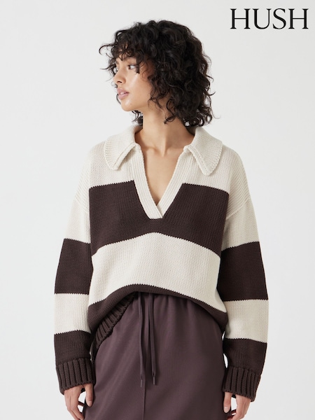 Hush Knitted 100% Cotton Striped Rugby Jumper (F67348) | 670 LEI