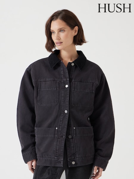 Hush Black 100% Cotton Corduroy Collar Jacket (F67351) | €260