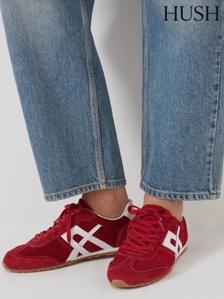 Hush Red Suede Slimline Retro Trainers (F67359) | €156