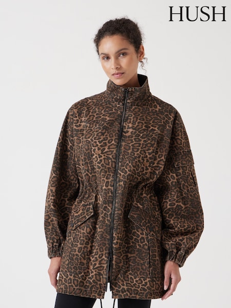 Hush Animal Print 100% Cotton Utility Parka Jacket (F67378) | ₪679