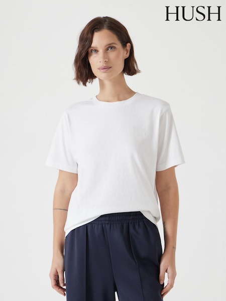 Alb - Tricou Hush 100% bumbac Rosie cu croială clasică (F67390) | 238 LEI