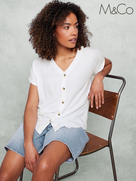 M&Co White Acid Wash Button Through Blouse (F67418) | €35