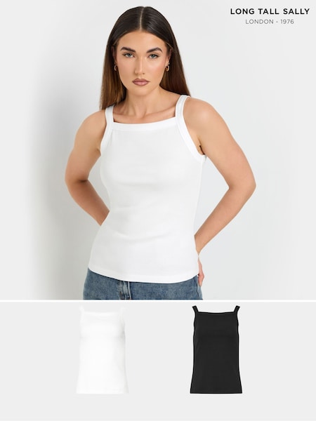 Long Tall Sally High Neck Ribbed Vests 2 Pack (F67427) | ‏116‏₪