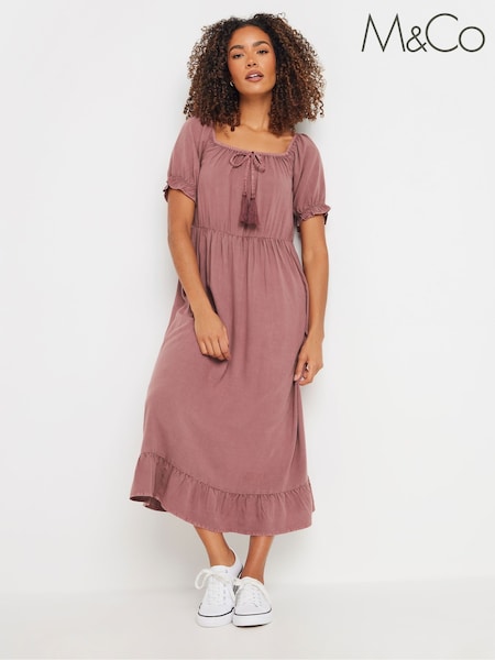 M&Co Purple Acid Wash Tassel Detail Dress (F67431) | €50
