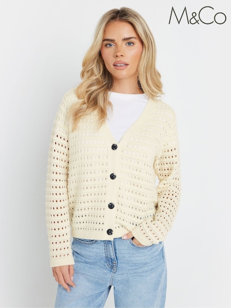 Naravni - M&Co Petite V-Neck Button Down Cardigan (F67439) | € 43