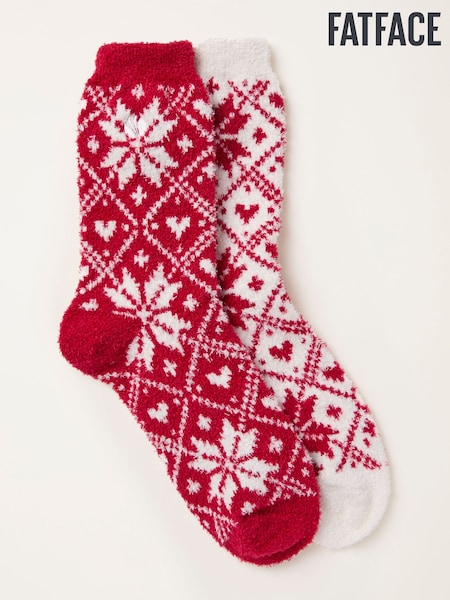 FatFace Red 2 Pack Fairisle Cosy Socks (F67474) | €23