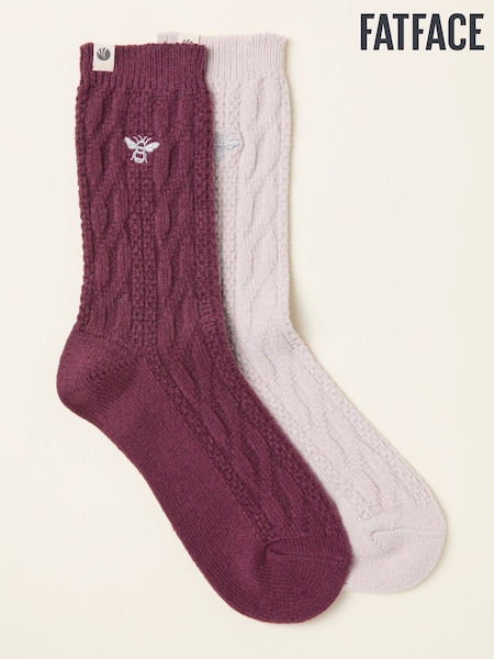 FatFace 2 Pairs of Bee Embroidered Cosy Socks (F67478) | R$ 140