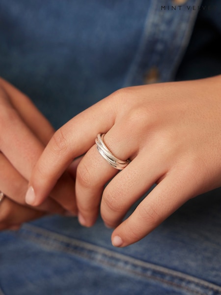 Mint Velvet Silver Tone Twist Ring (F67492) | AED146