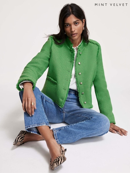 Mint Velvet Green Boucle Jacket (F67509) | €230