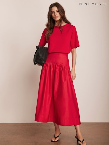 Mint Velvet 100% Cotton Midi Skirt (F67511) | ‏498‏₪