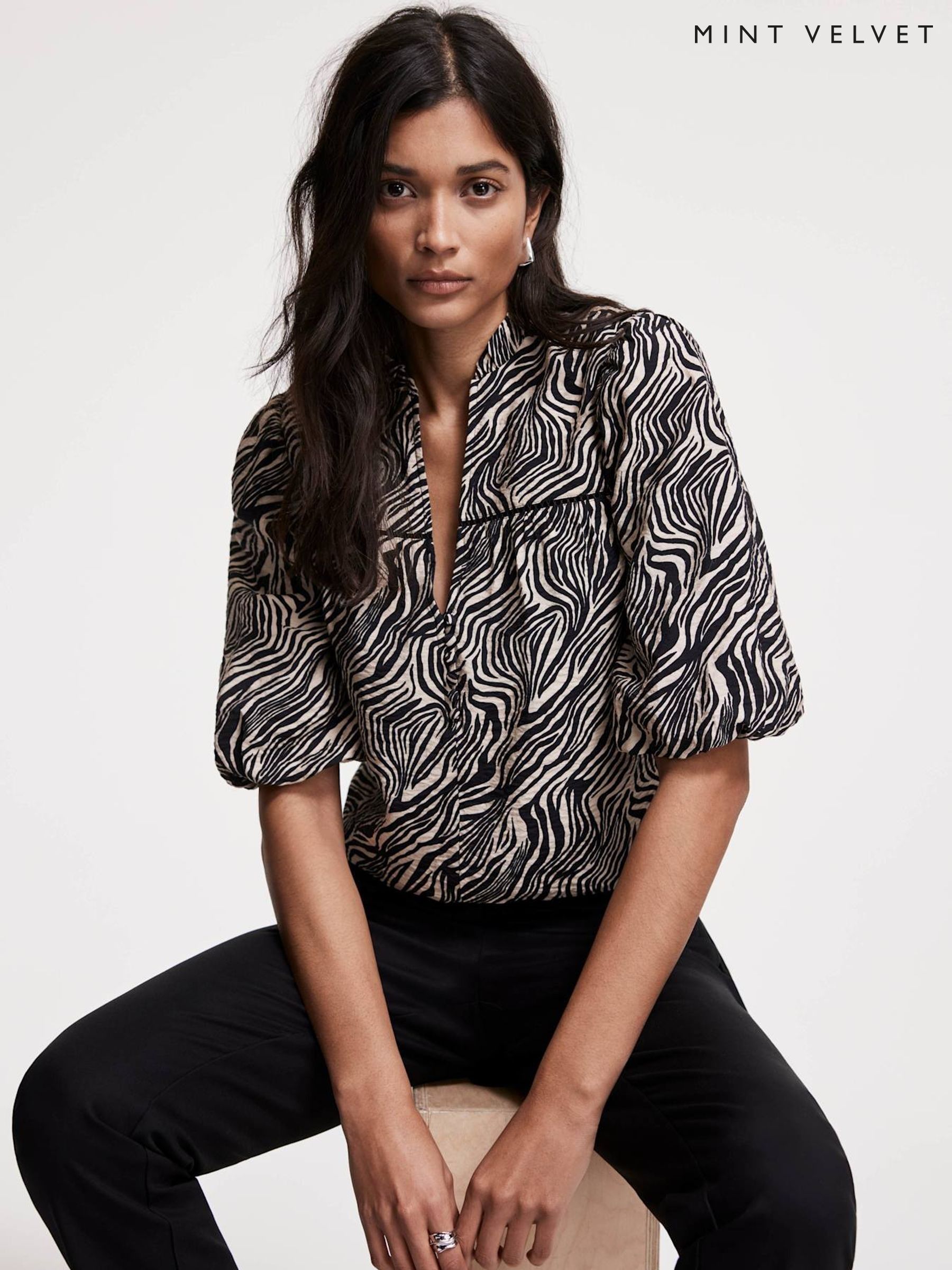 mint velvet black blouse