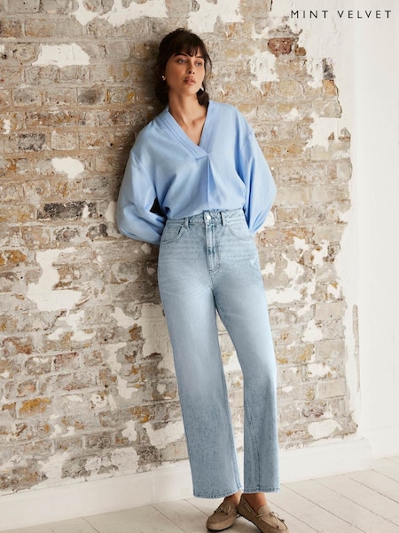 Mint Velvet Blue Relaxed 100% Cotton Tapered Jeans (F67532) | €126