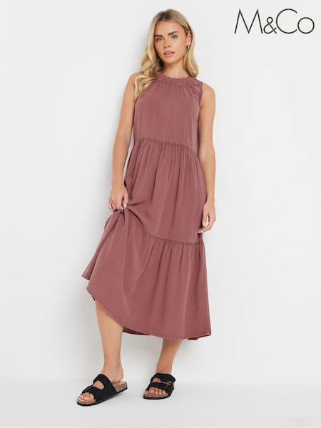 M&Co Red Petite Acid Wash Tassel Detail Maxi Dress (F67565) | €60