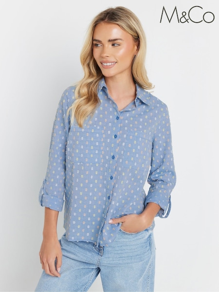 M&Co Blue Petite 100% Cotton Dobby Shirt (F67571) | 1,983 UAH
