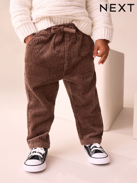 Brown Bear Print Corduroy Pull On Trousers (3mths-7yrs) (F67606) | €16.50 - €18.50