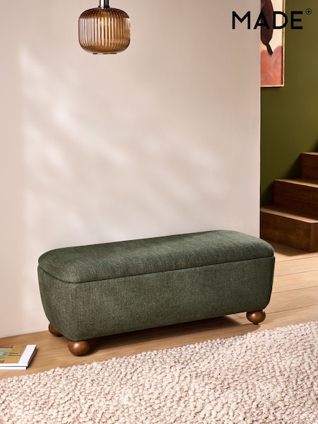 MADE.COM Forest Green Corduroy Ellio Storage Ottoman Bench (F67609) | €377