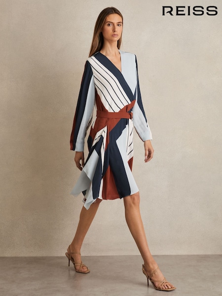 Reiss Eloise Stripe-Print Wrap Dress (F67627) | ‏1,656 د.إ.‏
