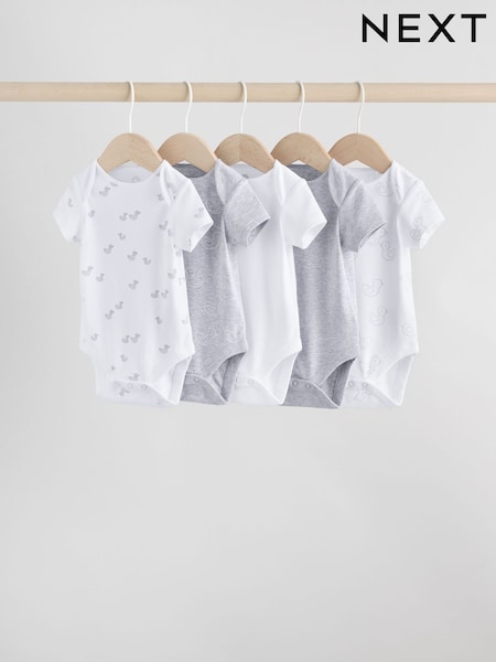 Grey Baby Short Sleeved Bodysuits 5 Pack (F67689) | R$ 135 - R$ 155