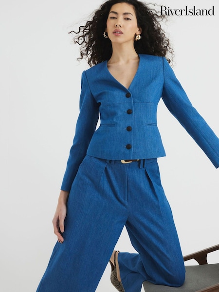 River Island Denim V-Neck Blazer (F67697) | €78
