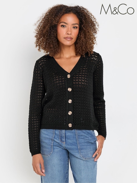 črna - M&Co Button Crochet Cardigan (F67707) | € 43