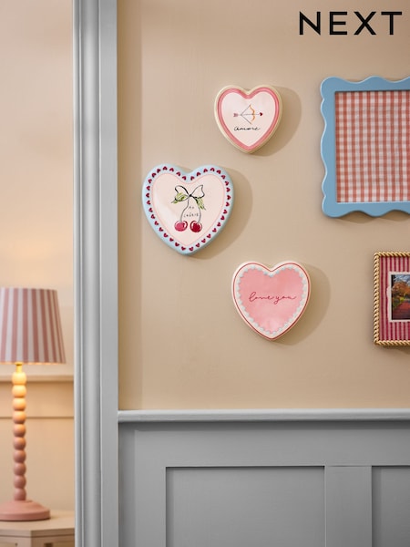 Set of 3 Multi Ceramic Bright Love Heart Wall Arts (F67754) | €28