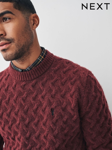 Rust Red Cable Regular Fit Mock Shirt Jumper (F67840) | €45