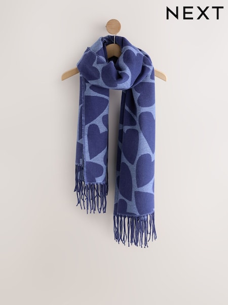 Navy Heart Print Midweight Scarf (F67858) | €19