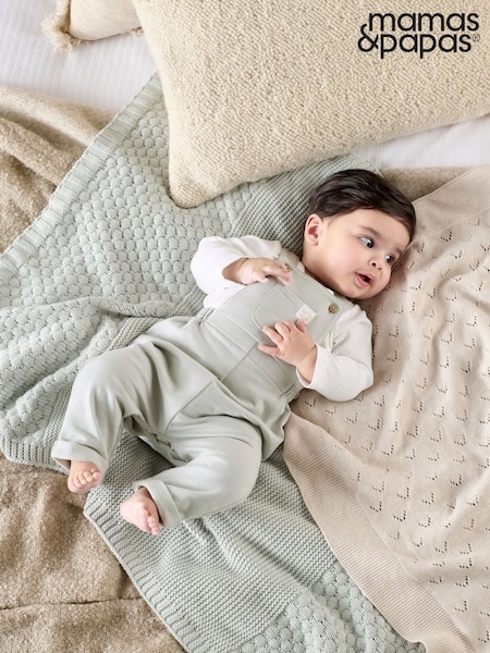 Mamas & Papas Green Sweat Dungaree & Bodysuit Set (F67859) | ‏126‏₪