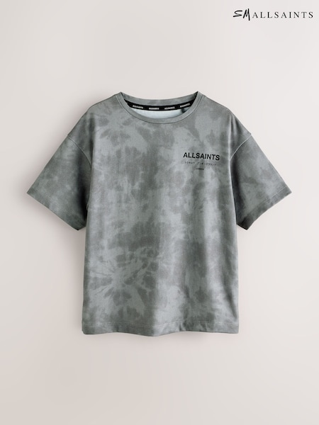 smALLSAINTS Grey Tie Dye Oversized Underground Crew Cotton T-Shirt (F67881) | 109 QAR - 129 QAR