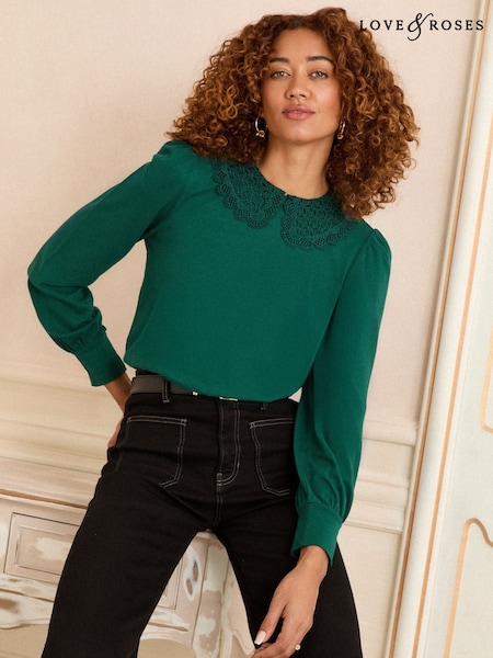 Love & Roses Teal Blue Blouse (F68005) | AZN 63