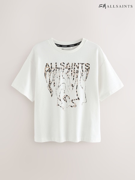 smALLSAINTS Cream Inksaints Oversized Crew T-Shirt (F68079) | AED128 - AED151