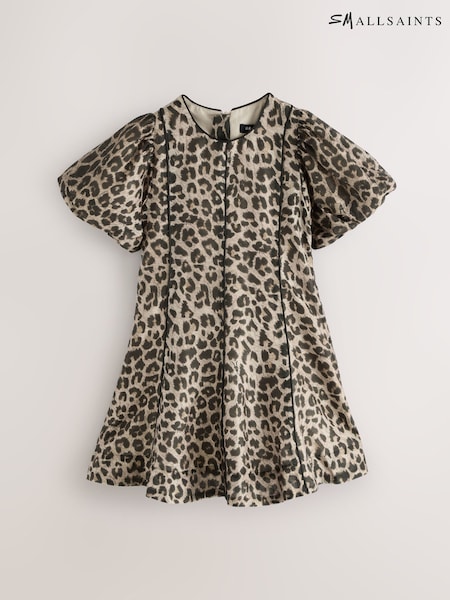 smALLSAINTS Grey Leopard Puffed Sleeve Dress (F68084) | 198 QAR - 218 QAR