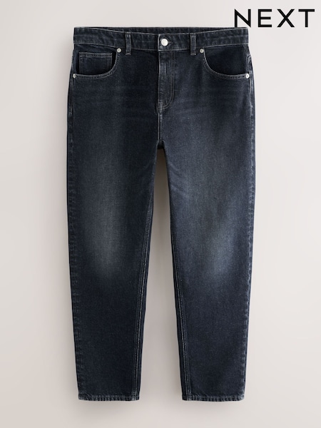Black Regular Tapered Fit Vintage Wash Denim Jeans (F68223) | R$ 305